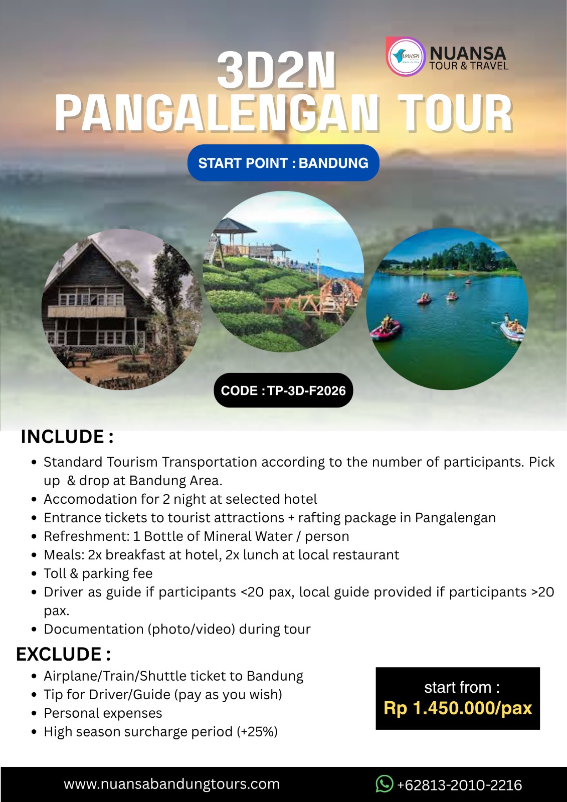 3D2N PANGALENGAN TOURS FOREIGN CUSTOMER