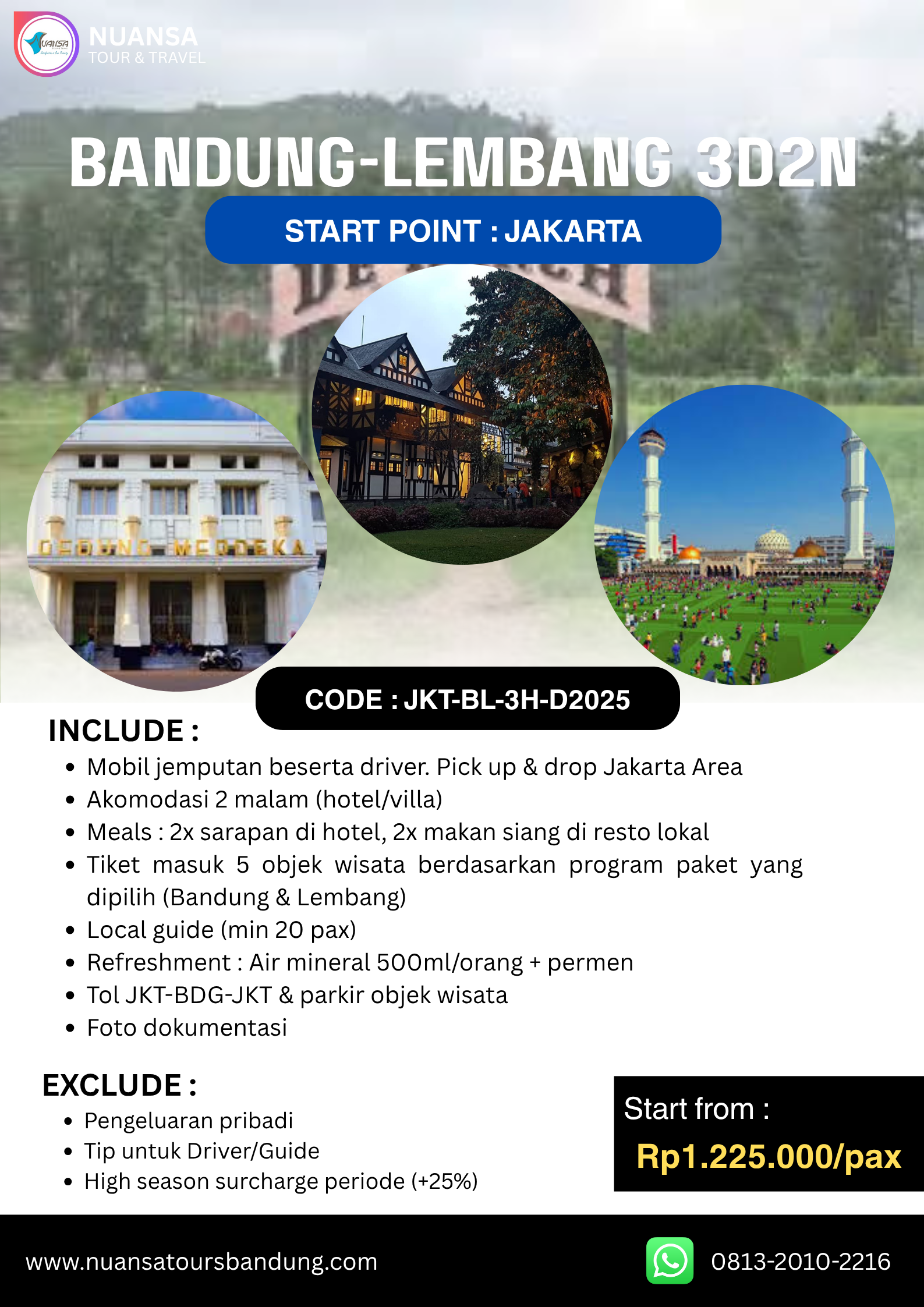 Bandung-Lembang 3D2N (Jakarta)